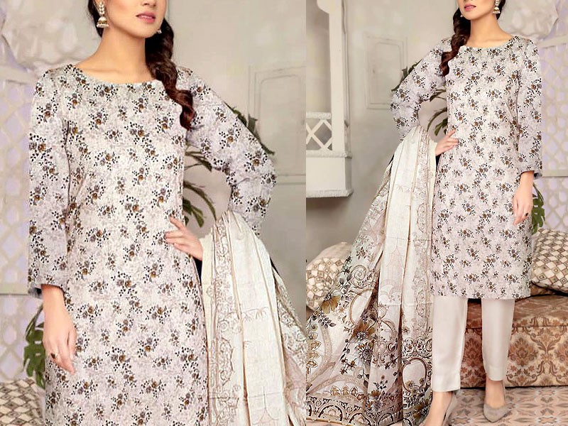 Luxury Embroidered EID Lawn Dress 2022 with Embroidered Bamber Chiffon Dupatta Price in Pakistan