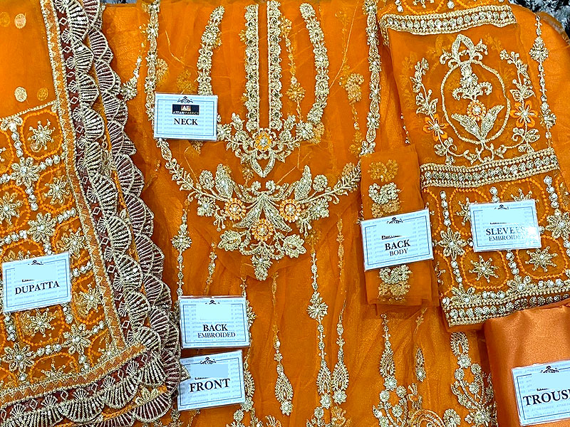 Luxury Handwork Heavy Embroidered Net Bridal Maxi Dress