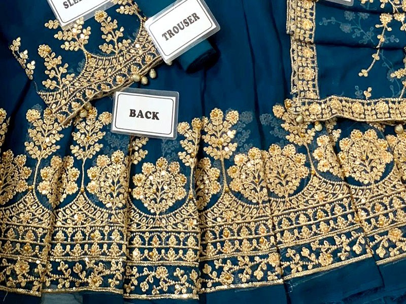 Indian Embroidered Chiffon Anarkali Style Maxi Dress 2022
