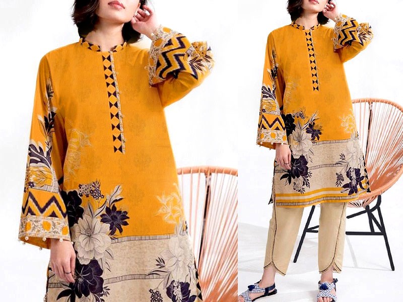 Trendy Embroidered Lawn Suit with Chiffon Dupatta