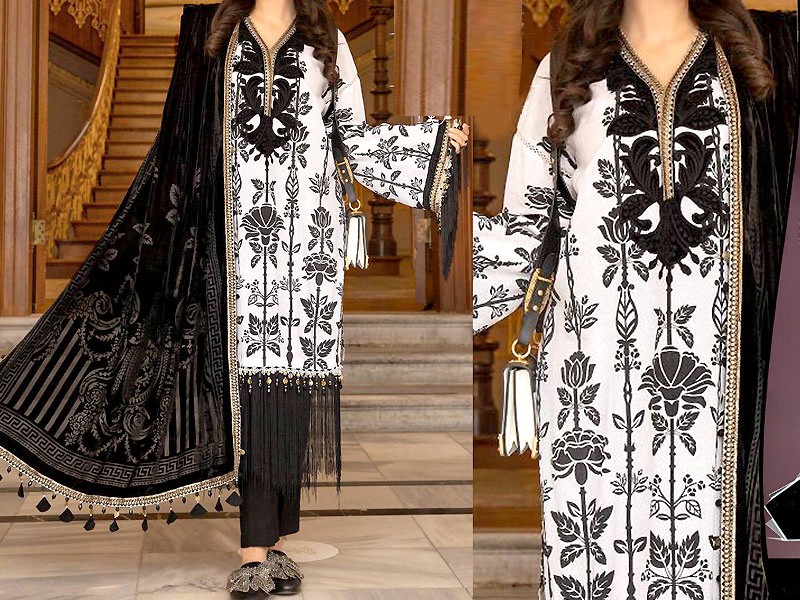 Sequins Embroidered Lawn Dress with Chiffon Dupatta