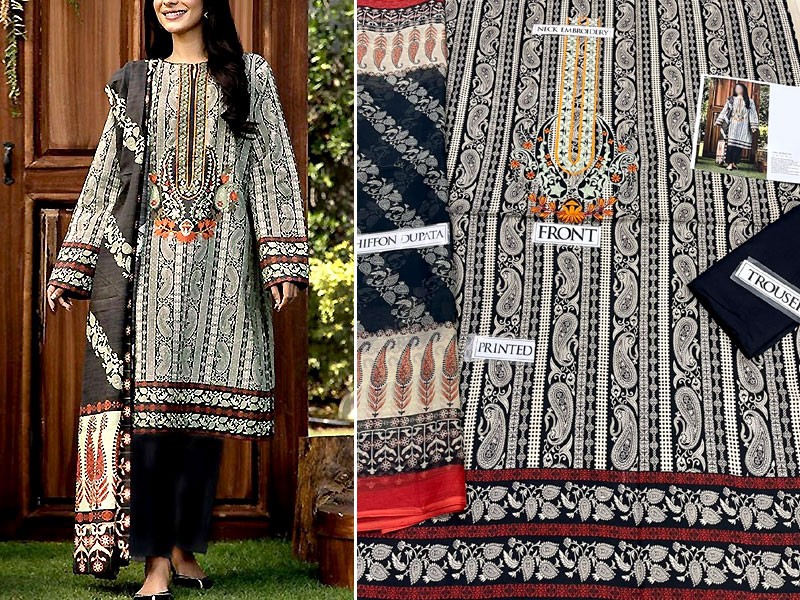 Embroidered Lawn Dress with Chiffon Dupatta