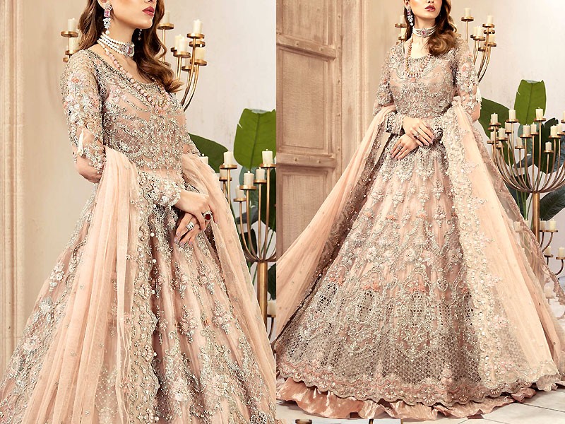 Heavy Embroidered Brown Chiffon Wedding Dress Price in Pakistan