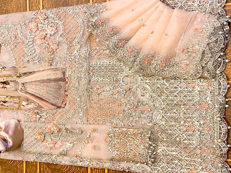 Luxurious 3D Handwork & Heavy Embroidered Net Bridal Maxi Dress