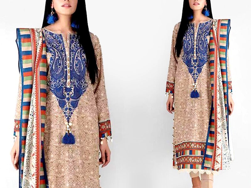 Elegant Embroidered Lawn Suit with Lawn Dupatta