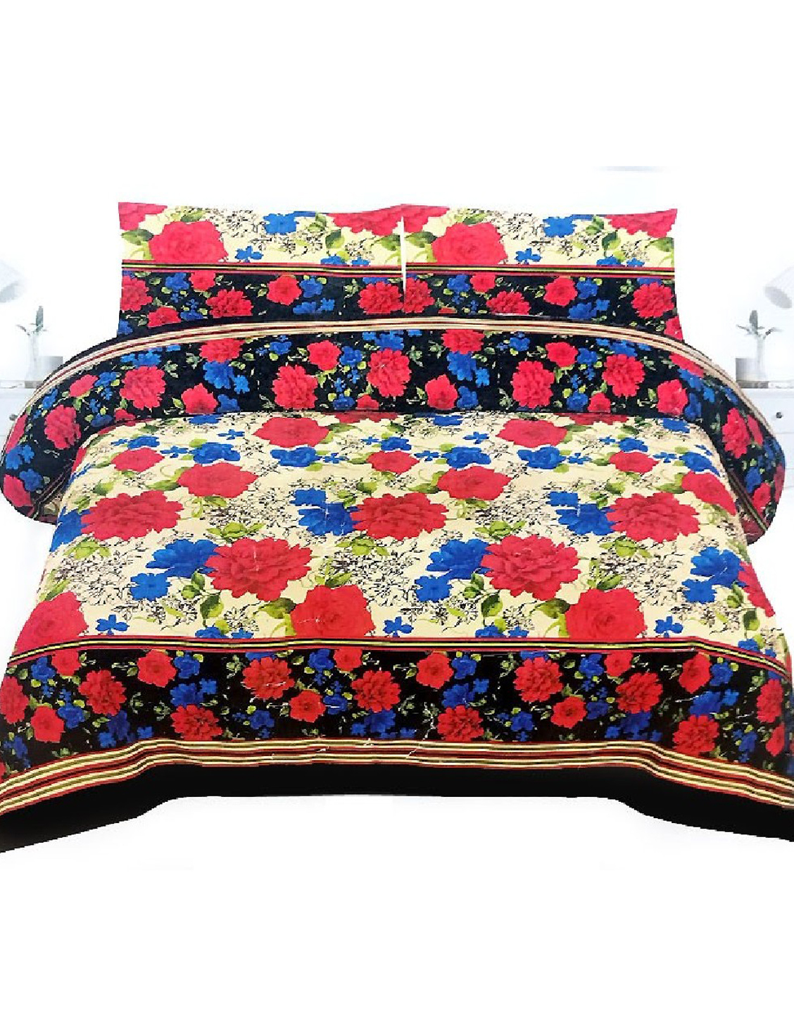 King Size Patch Work Cotton Satin Bedsheet with 2 Pillow Covers Price in Pakistan