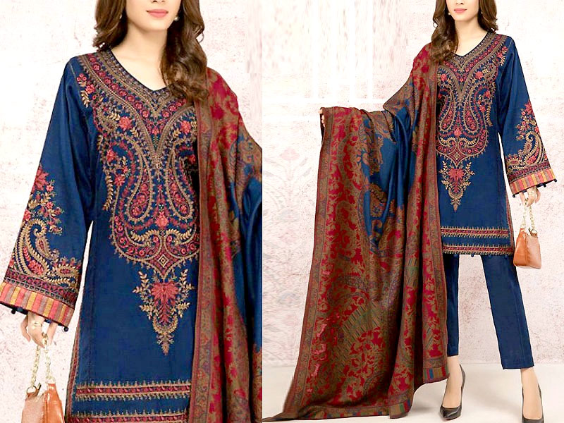 Decent Embroidered Lawn Dress 2022 with Chiffon Dupatta