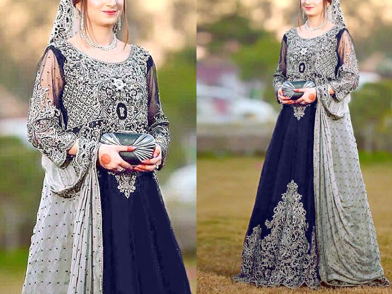 Luxurious 3D Handwork & Heavy Embroidered Net Bridal Maxi Dress Price in Pakistan
