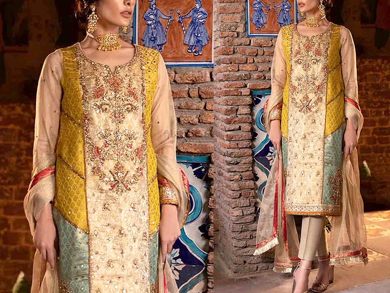 Handwork Heavy Embroidered Silk Chiffon Dress  with Masoori Dupatta Price in Pakistan