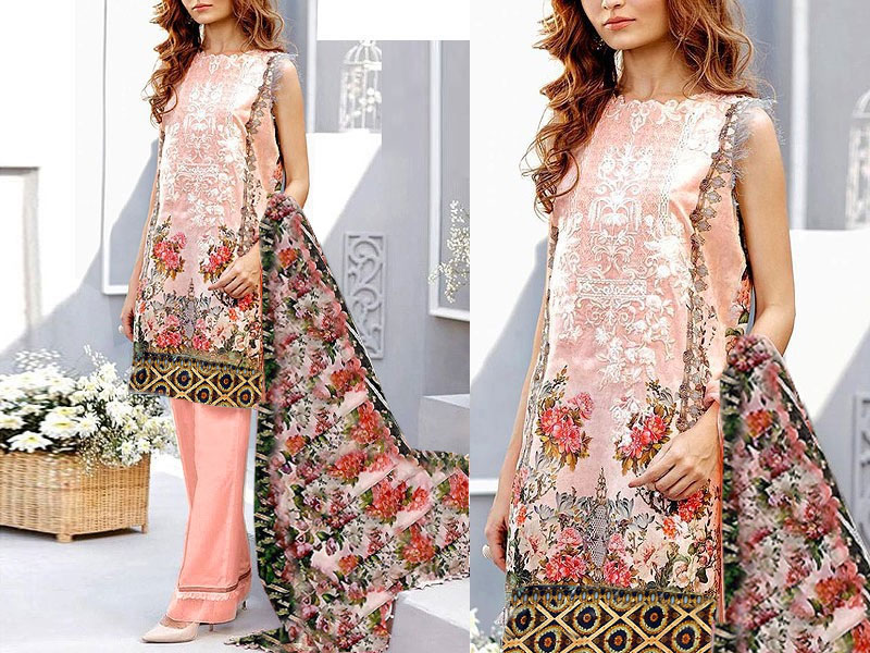 Embroidered Lawn Dress 2022 with Printed Lawn Dupatta Price in Pakistan