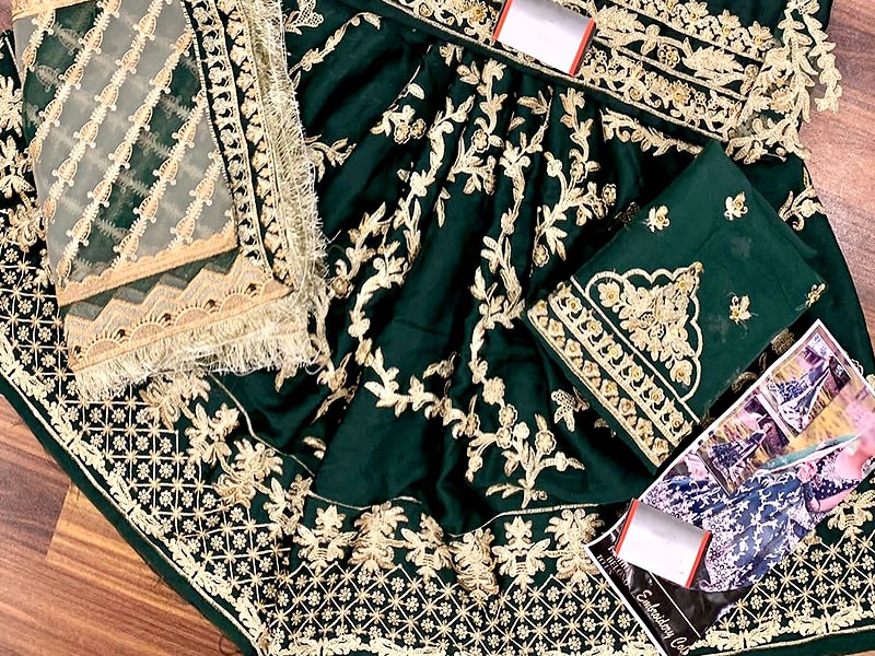 Handwork Heavy Embroidered Silk Bridal Lehenga Dress