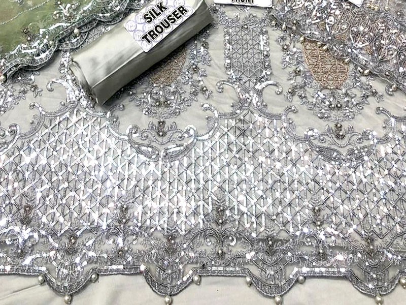 Luxurious 3D Handwork & Heavy Embroidered Net Bridal Maxi Dress