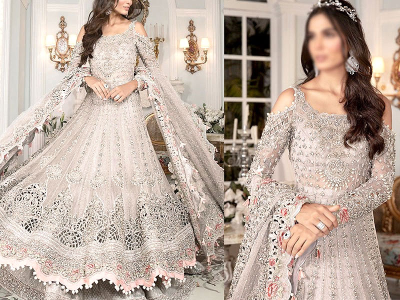 Heavy Embroidered Brown Chiffon Wedding Dress Price in Pakistan
