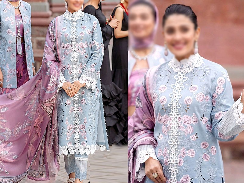 Luxury Schiffli Embroidered Lawn Suit with Digital Print Silk Dupatta Price in Pakistan