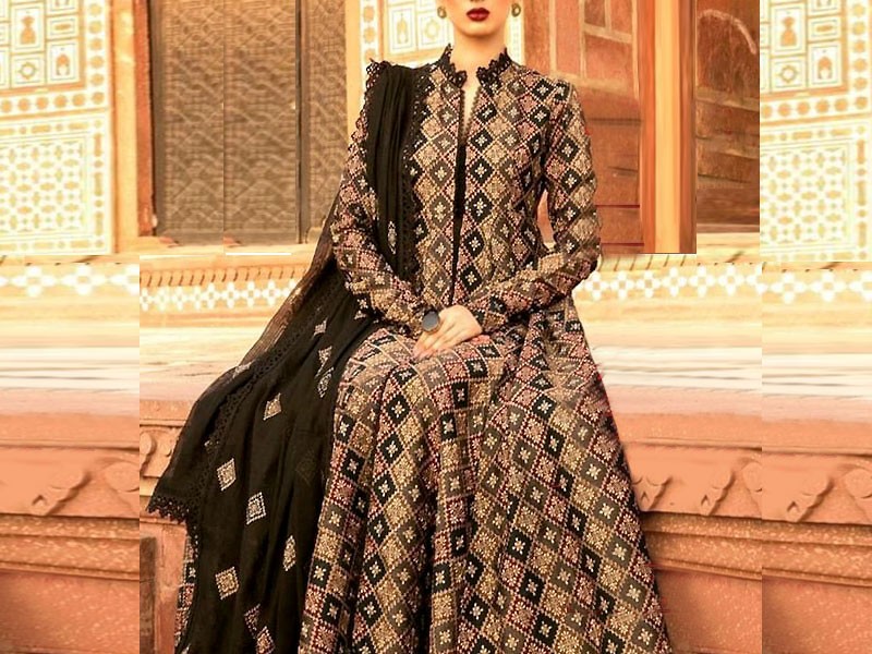 Luxury Embroidered EID Lawn  Dress 2022  with Embroidered Bamber Chiffon Dupatta