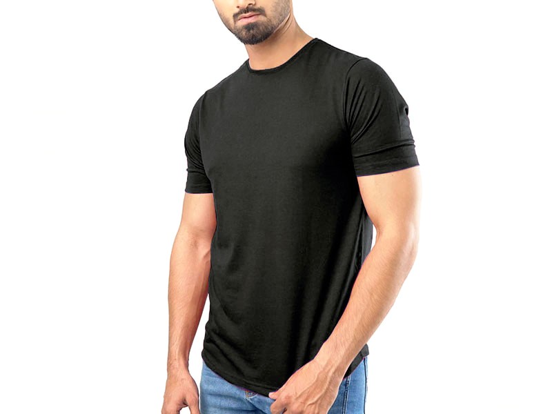Black Plain Round Neck T-Shirt
