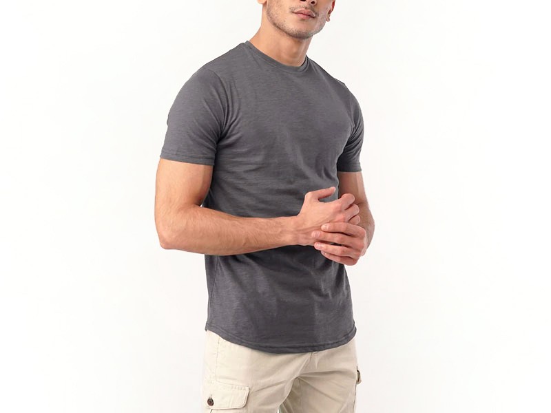 Round Neck Plain T-Shirt - Charcoal