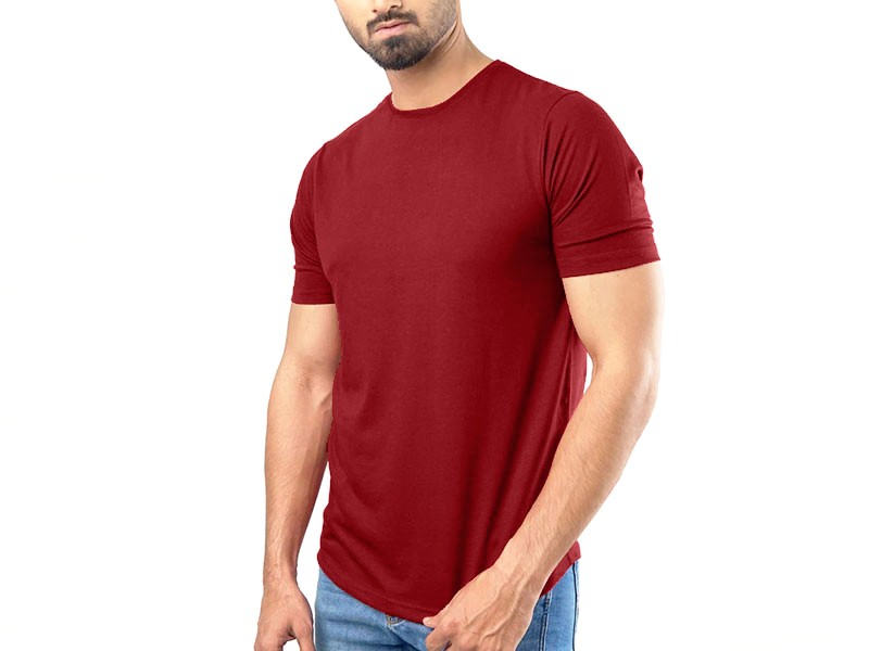 Maroon Plain Round Neck T-Shirt