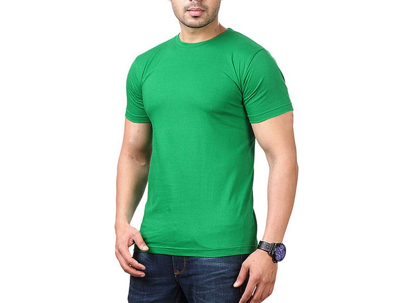 Green Plain Round Neck T-Shirt