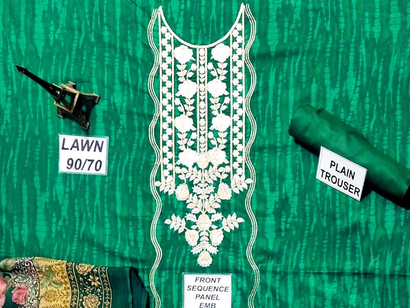 Elegant Sequins Embroidered  Lawn EID Dress 2022 with Chiffon Dupatta