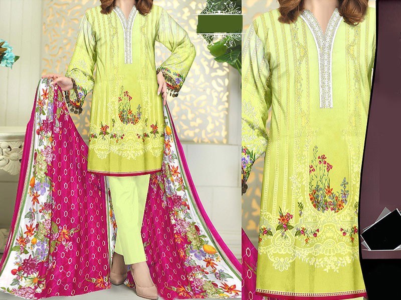 Gorgeous Sequins Embroidered EID Lawn Dress 2022 with Embroidered Lawn Dupatta