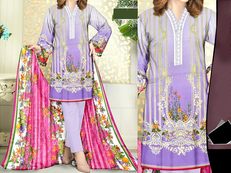 Gorgeous Sequins Embroidered EID Lawn Dress 2022 with Embroidered Lawn Dupatta
