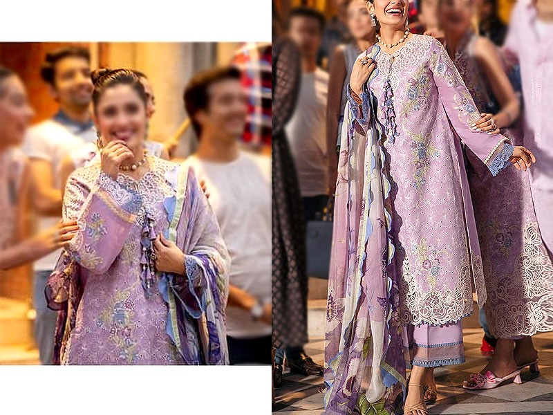 Luxury Schiffli Embroidered EID Lawn Dress with Printed Silk Dupatta