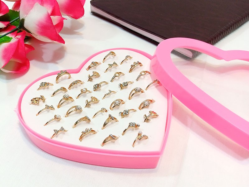 36 Pcs Mid Finger Rings with Heart Shape Gift Packing Price in Pakistan