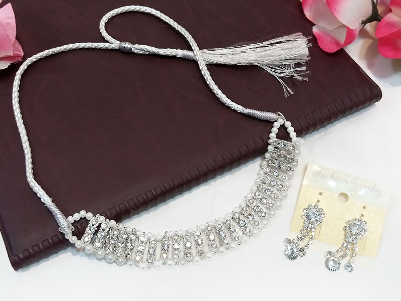 Elegant Silver Necklace with Earrings