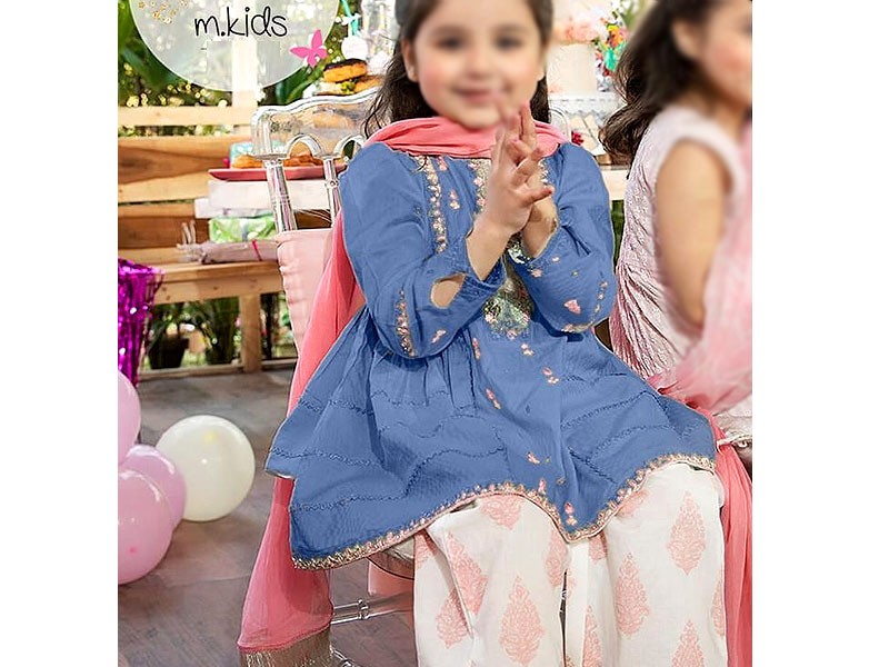 Heavy Embroidered Kids Lawn EID Dress 2022 with Net Dupatta