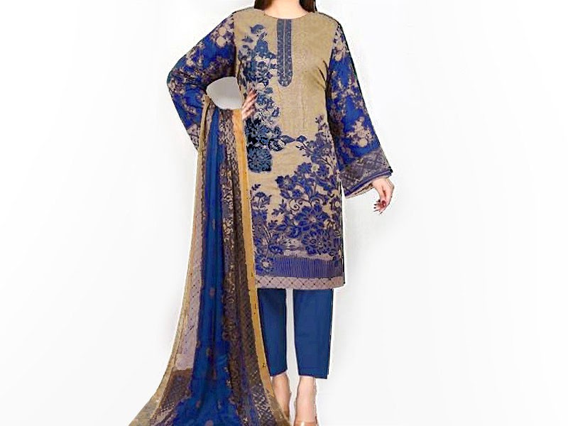 Luxury Schiffli Embroidered Lawn Dress  with Chiffon Dupatta Price in Pakistan