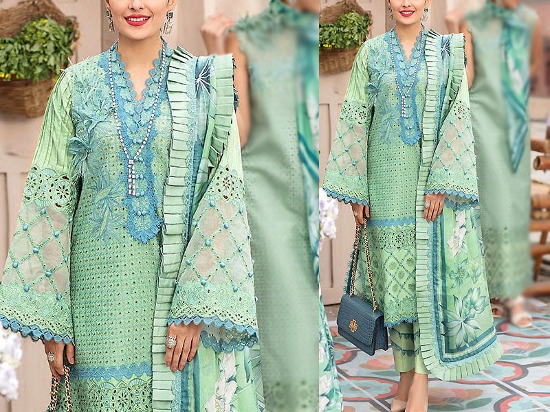 2-Piece Embroidered Lawn Dress with Embroidered Trouser Price in Pakistan