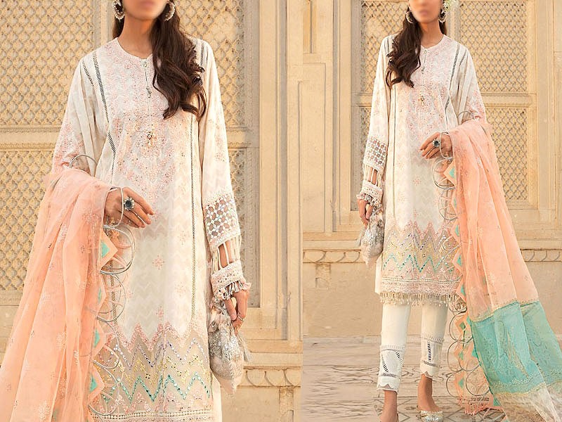 Luxury Embroidered EID Lawn Dress with Digital Print Organza Dupatta Price in Pakistan