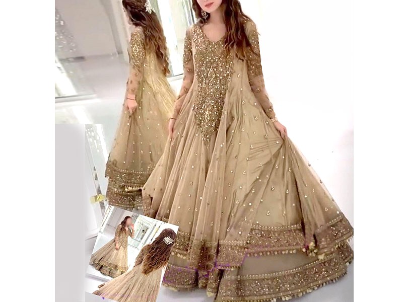 Mirror Work Heavy Dori Embroidered Net Maxi Dress 2022 Price in Pakistan