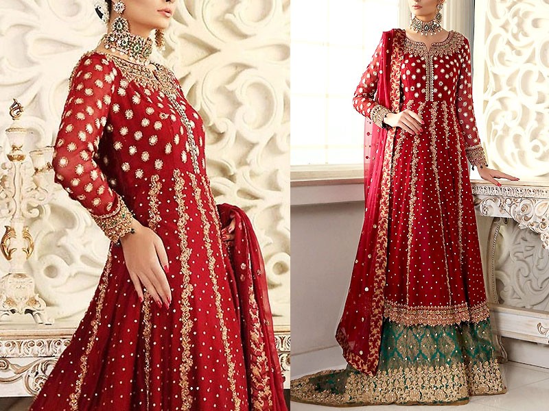 Handwork Heavy Embroidered Chiffon Wedding Dress 2021 Price in Pakistan