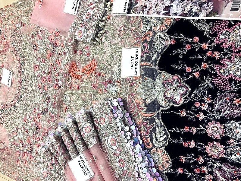 Luxury Mirror & Handwork Embroidered Net Maxi Dress 2022