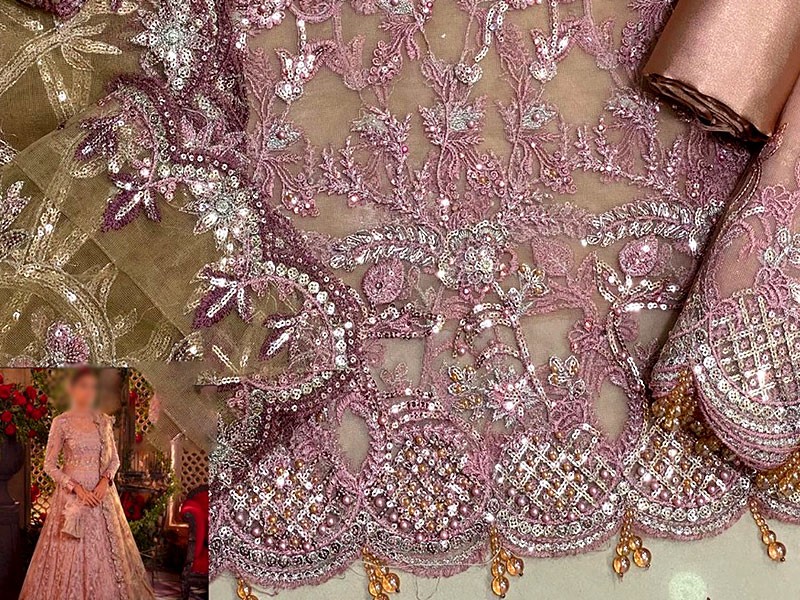 Luxury Handwork Heavy Embroidered Net Bridal Maxi Dress 2022