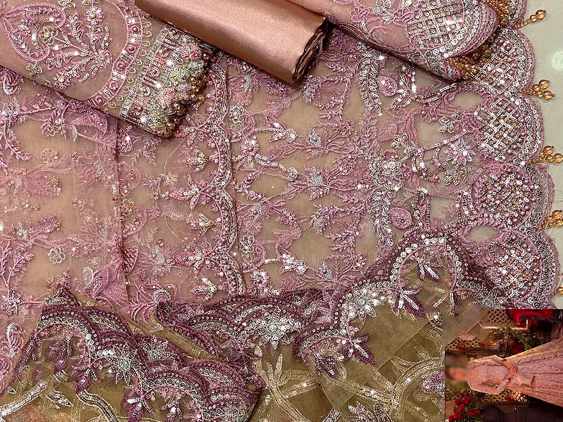 Luxury Handwork Heavy Embroidered Net Bridal Maxi Dress 2022