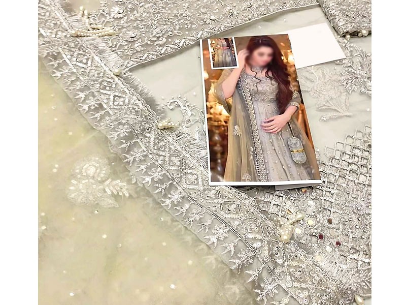 Luxury Handwork Embroidered Net Bridal Maxi Dress 2022