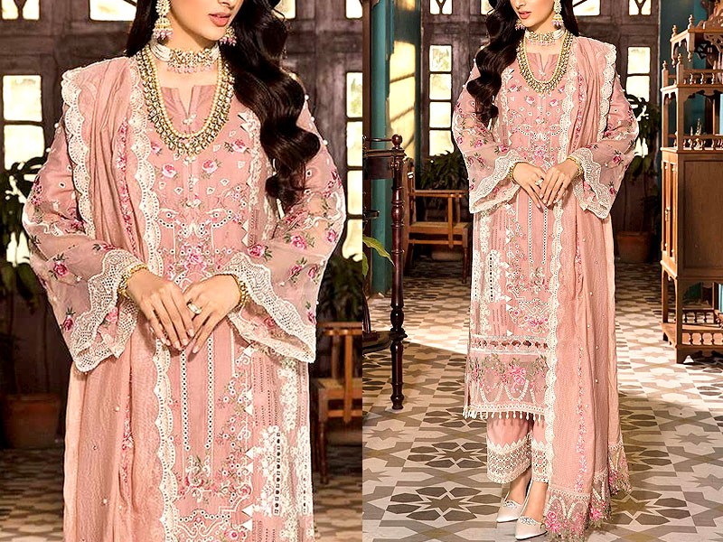 Luxury Heavy Embroidered Lawn Dress 2023 with Embroidered Net Dupatta