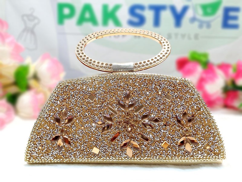 Sparkling Golden Bridal Clutch Bag Price in Pakistan