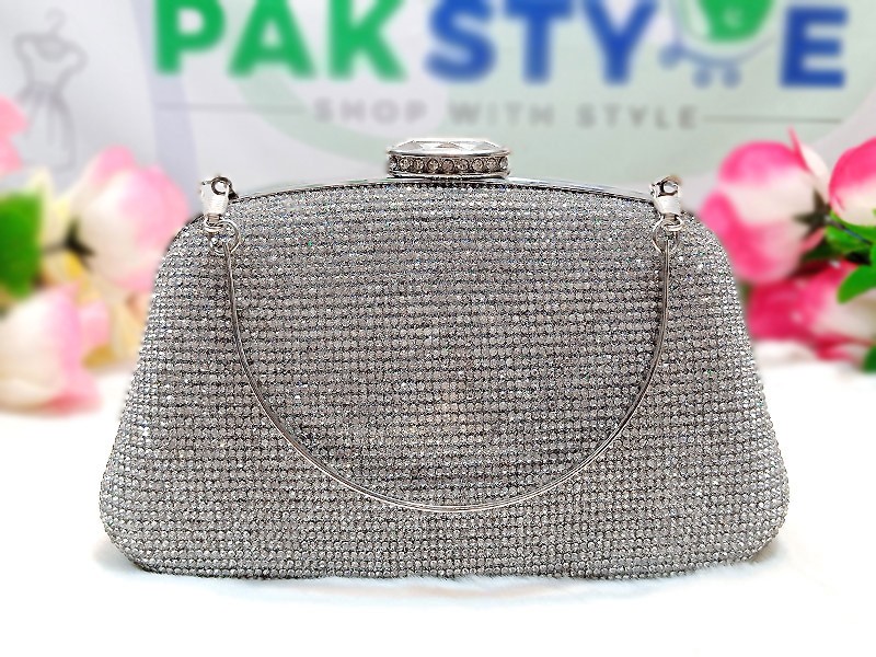 Fancy Silver Evening Clutch Bag for Wedding Price in Pakistan