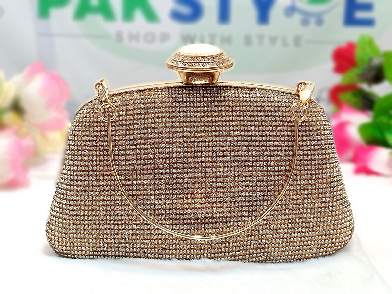 Fancy Party Wear Golden Clutch Bag Price in Pakistan