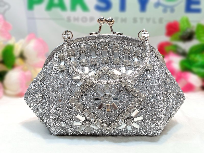 Luxury Silver Bridal Clutch Purse Price in Pakistan