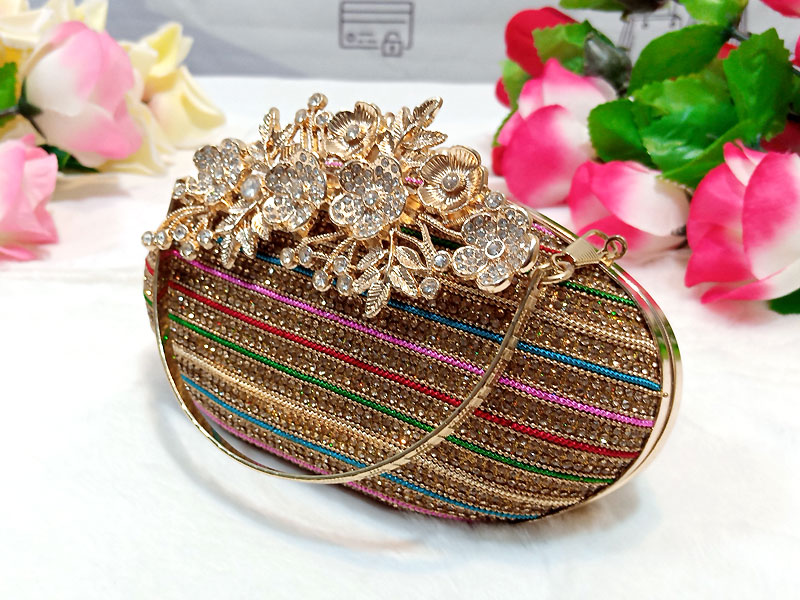 Luxury Diamante Crystal Multicolor Bridal Clutch Bag