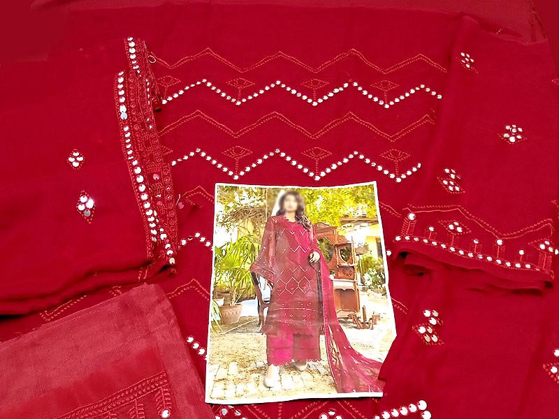 Heavy Embroidered Chiffon Wedding Dress 2022 with Embroidered Chiffon Dupatta