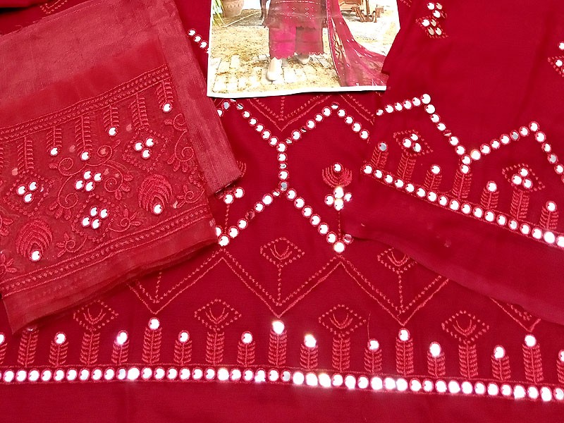 Heavy Embroidered Chiffon Wedding Dress 2024 with Embroidered Chiffon Dupatta