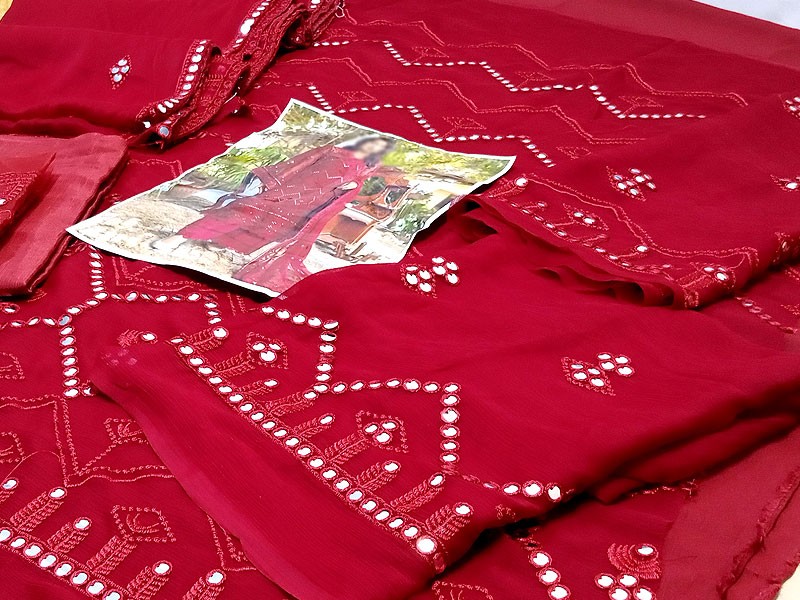 Heavy Embroidered Chiffon Wedding Dress 2022 with Embroidered Chiffon Dupatta