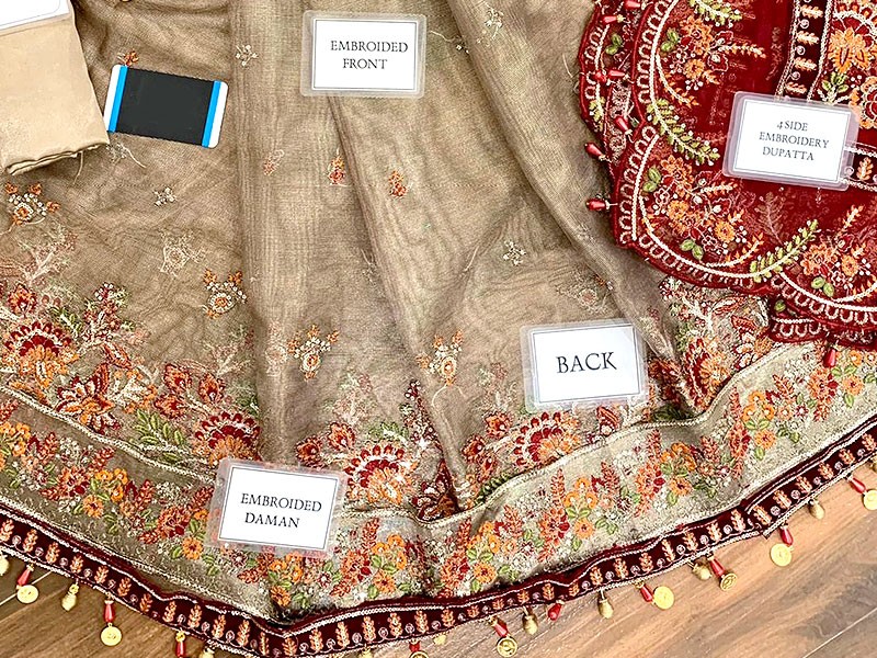 Luxury Handwork & Embroidered Khaddi Net Bridal Maxi Dress 2022 with  Ready-to-Wear Dupatta 