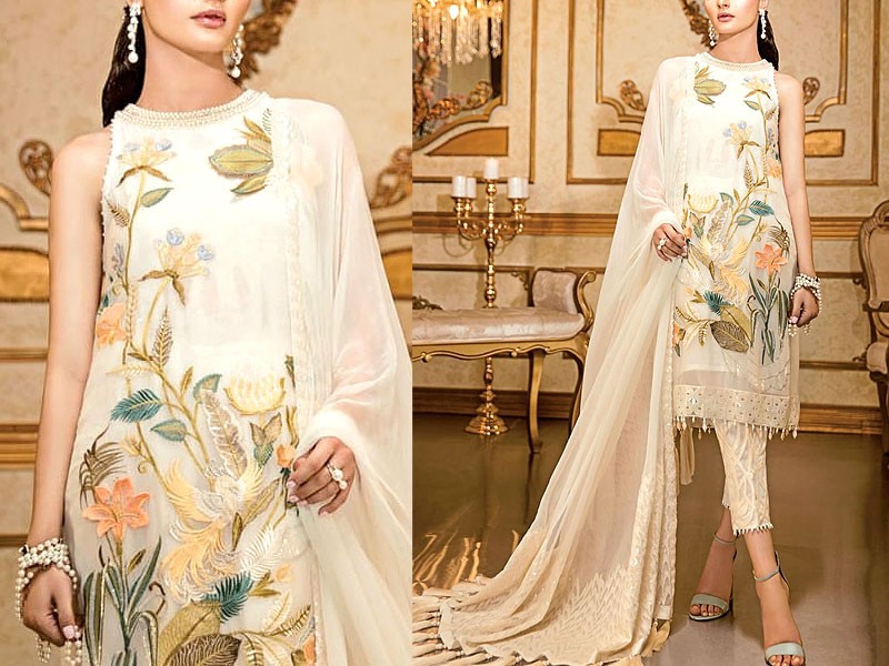 Luxury Heavy Embroidered Cotton Dress with Embroidered Chiffon Dupatta